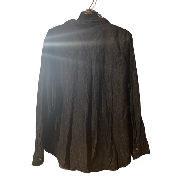 42. Ashley Stewart Women’s Dark Blue Button Up Long Sleeve Denim Shirt Size 18 - Picture 3 of 4